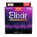 Elixir NanoWeb Phosphor Bronze 13-56 3-pak - Struny do gitary akustycznej