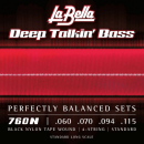 La Bella Deep Talkin' Bass Black Nylon Tape Wound Standard 60-115 4-str 760N - Struny do gitary basowej