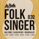 La Bella Folksinger Black Nylon Golden Alloy Ball Ends 830 - Struny do gitary klasycznej