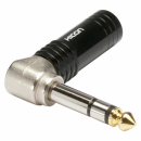 HICON HI-J63SA04 - Kątowy metalowy wtyk jack 6,3 mm stereo TRS z końcówką Goldtip