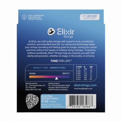 Elixir NanoWeb 9-42 Super Light 3-pak - Struny do gitary elektrycznej