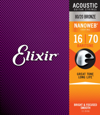 Elixir struny do gitary akustycznej NANOWEB 80/20 Bronze 16-70 6-str