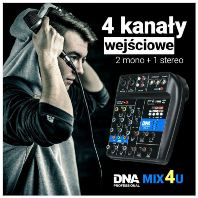 DNA MIX 4U - mikser audio analogowy USB MP3 Bluetooth 4 kanały