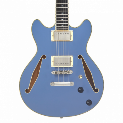D'Angelico Excel Mini DC Tour Solid Slate Blue - gitara elektryczna