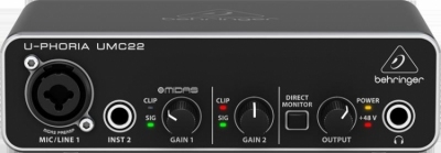 Behringer UMC22 - interfejs audio z preampem MIDAS 2x2