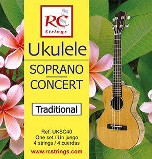 RC Strings UKSC40 Ukulele Soprano-Concert set. Clear Nylon - Struny do Ukulele