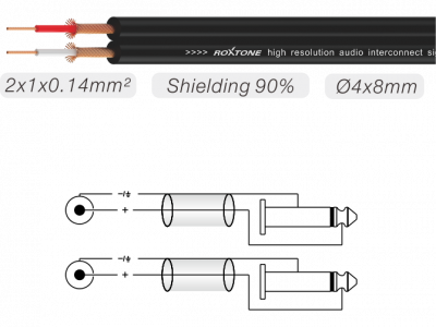 Roxtone SACC150L6 - Kabel audio 2 x RCA / 2 x Jack 6.3mm mono 6m