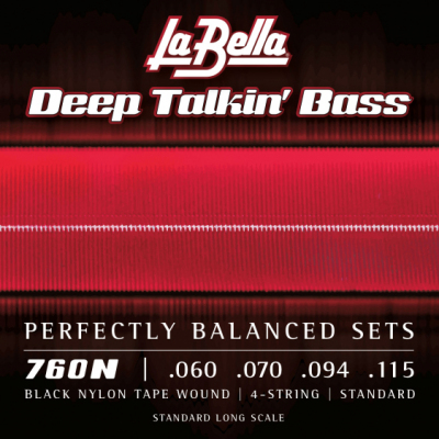 La Bella Deep Talkin' Bass Black Nylon Tape Wound Standard 60-115 4-str 760N - Struny do gitary basowej