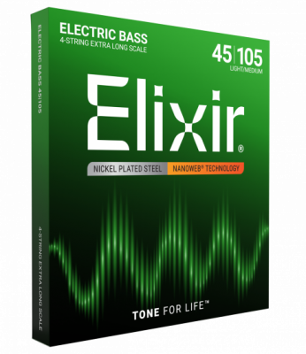 Elixir NanoWeb MEDIUM 45-105 Super Long - struny do gitary basowej
