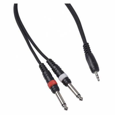 CABLE4ME kabel przewód mini jack 3,5 mm stereo – 2x jack mono 6,3 mm 3 m