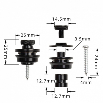 Kera Audio AS-032 Black - Zaczep paska Strap Locks