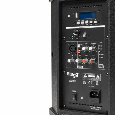 Stagg AS 10B - dwudrożna kolumna aktywna 250W UHF, wersja z akumulatorem + Mikrofon UHF