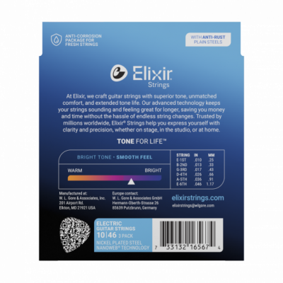 Elixir NanoWeb 10-46 Light 3-pak - Struny do gitary elektrycznej