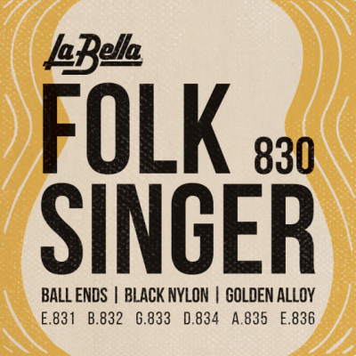 La Bella Folksinger Black Nylon Golden Alloy Ball Ends 830 - Struny do gitary klasycznej