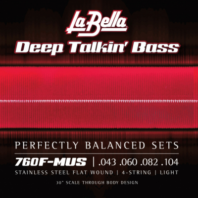 La Bella Deep Talkin' Bass Flats Mustang Short Scale Thru Body 43-104 4-str 760F-MUS - Struny do gitary basowej