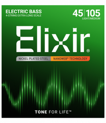 Elixir NanoWeb MEDIUM 45-105 Super Long - struny do gitary basowej