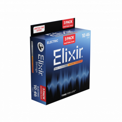 Elixir NanoWeb 10-46 Light 3-pak - Struny do gitary elektrycznej