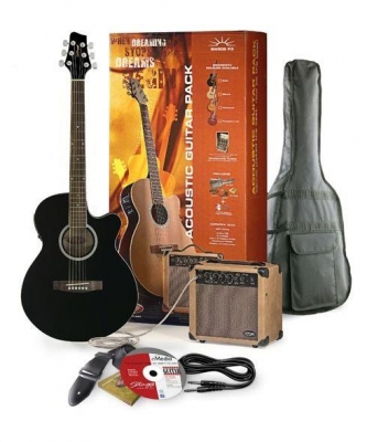 Stagg SW 206 BK P3 - gitara elektro-akustyczna z wyposażeniem-1534