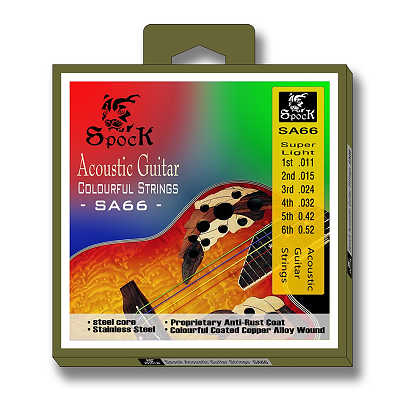 Kolorowe struny do gitary akustycznej SPOCK SA66 (11-52)
