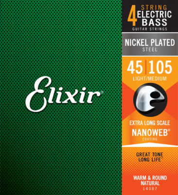 Elixir NanoWeb MEDIUM 45-105 Super Long - struny do gitary basowej