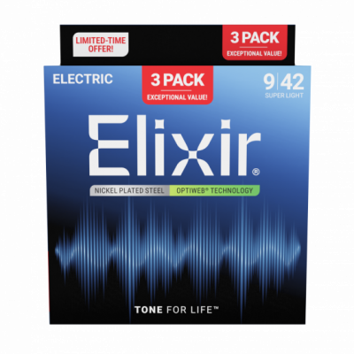 Elixir Optiweb 9-42 Super Light 3-pak - Struny do gitary elektrycznej