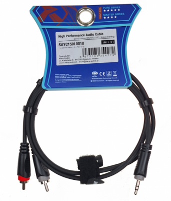 Roxtone SAYC150L1 - Kabel audio Jack 3.5mm stereo / 2 x RCA 1m