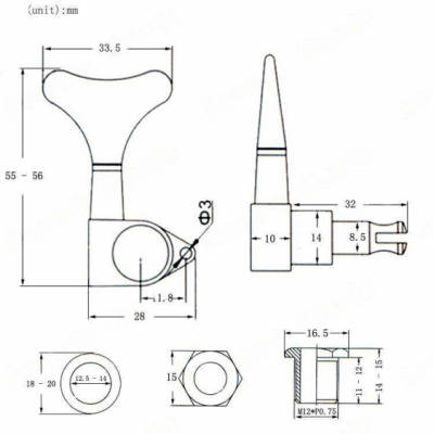 Kera Audio BM-02-4R-S - Klucze do gitary basowej olejowe, jednostronne prawe (R)