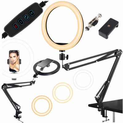 SUPRIMO DLS - Statyw biurkowy lampa pierścieniowa LED