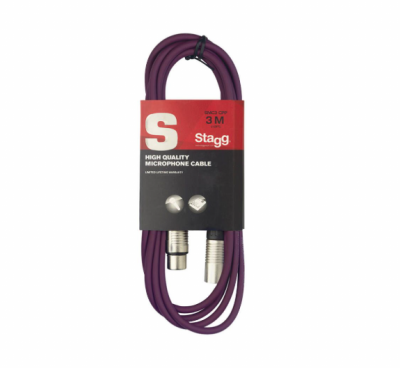 Stagg SMC3 CPP - Kabel mikrofonowy fioletowy 3m