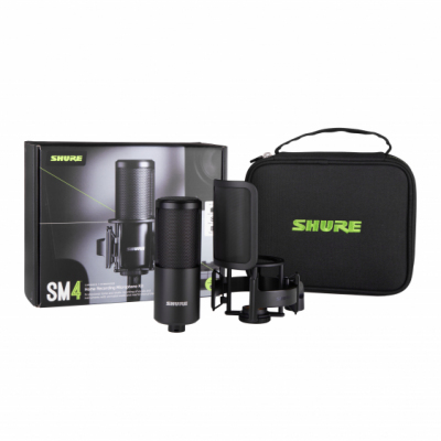 Shure SM4-K-KIT - SM4 MIC, BLACK, W/ SHOCK MOUNT, CASE