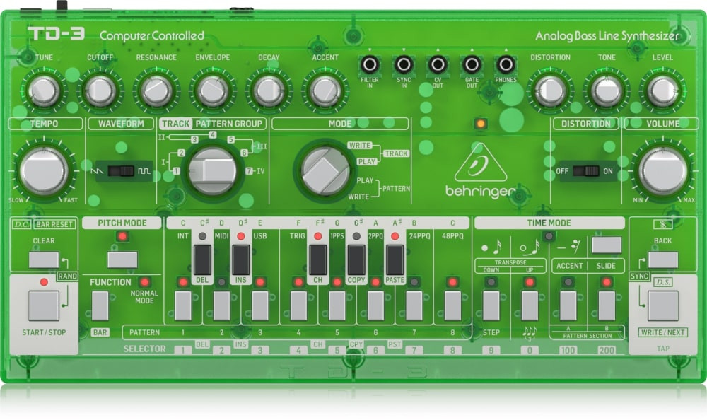 Behringer TD-3-LM Syntezator linii basowej zielony przeźroczysty