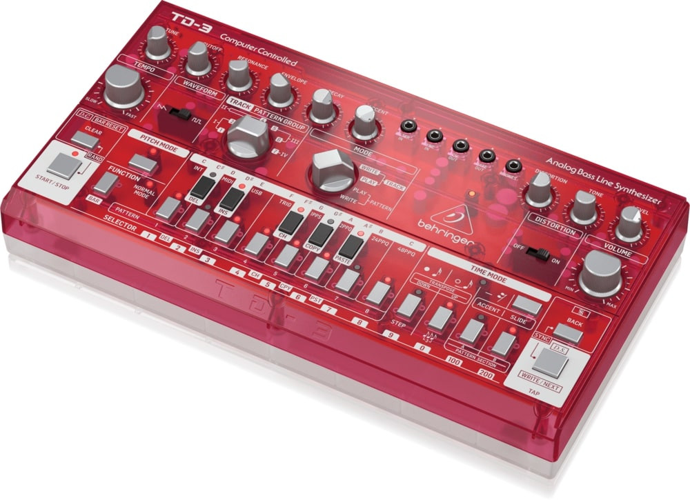 Behringer TD-3-SB Syntezator linii basowej czerwony przeźroczysty