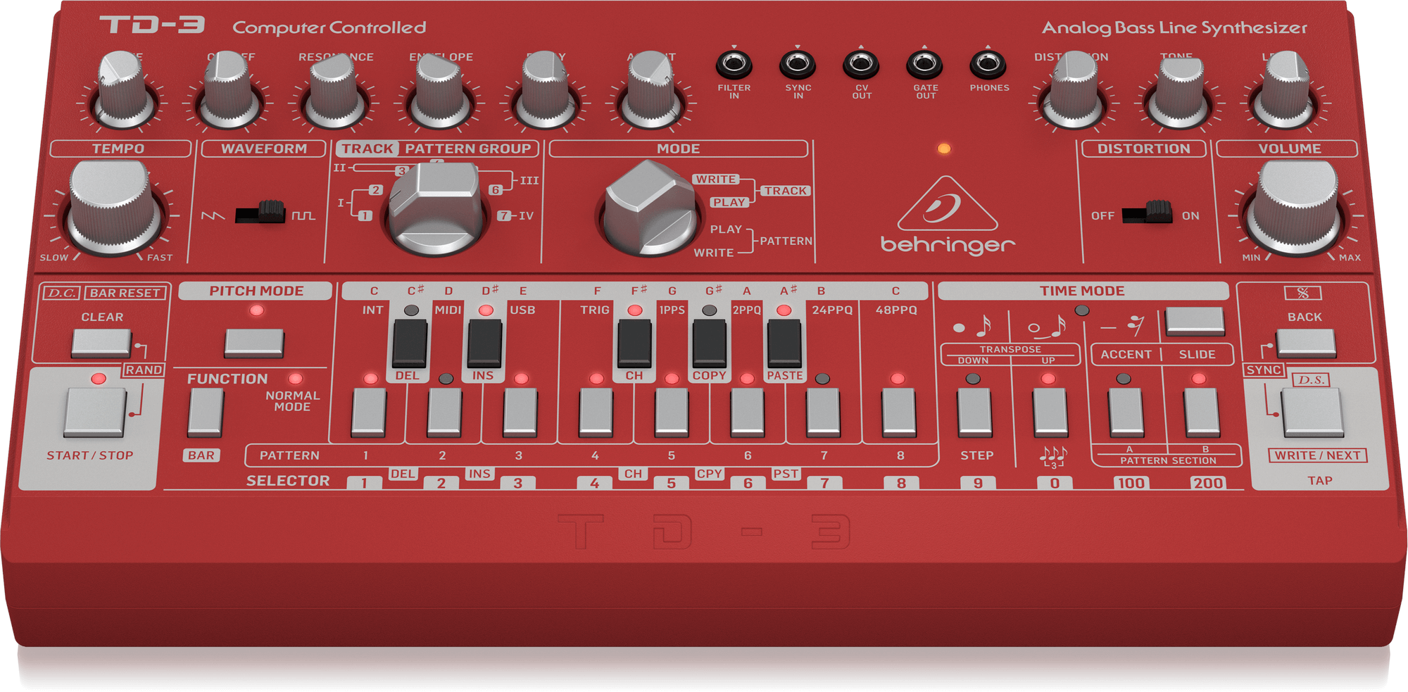 Behringer TD-3-RD Syntezator linii basowej czerwony