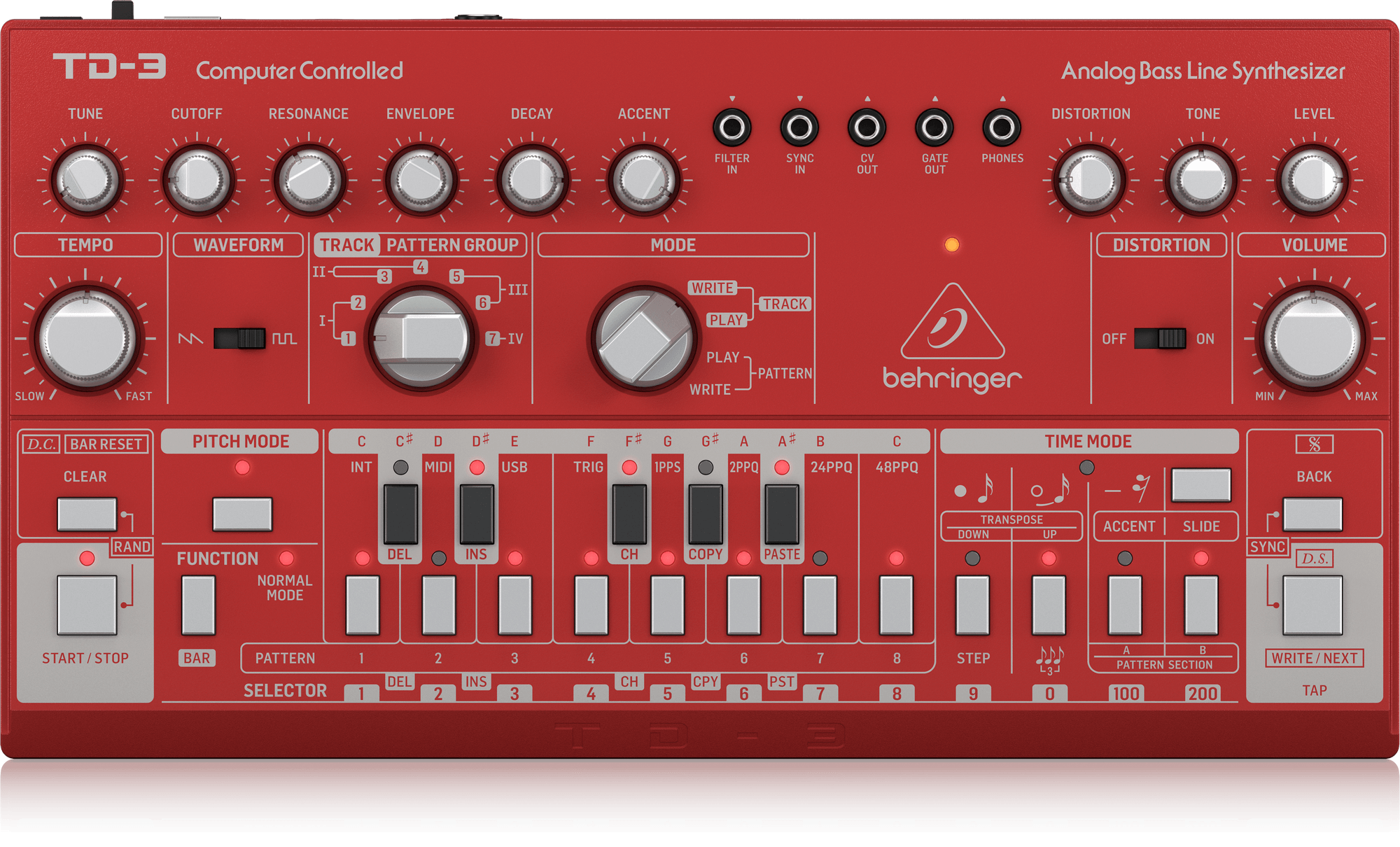 Behringer TD-3-RD Syntezator linii basowej czerwony