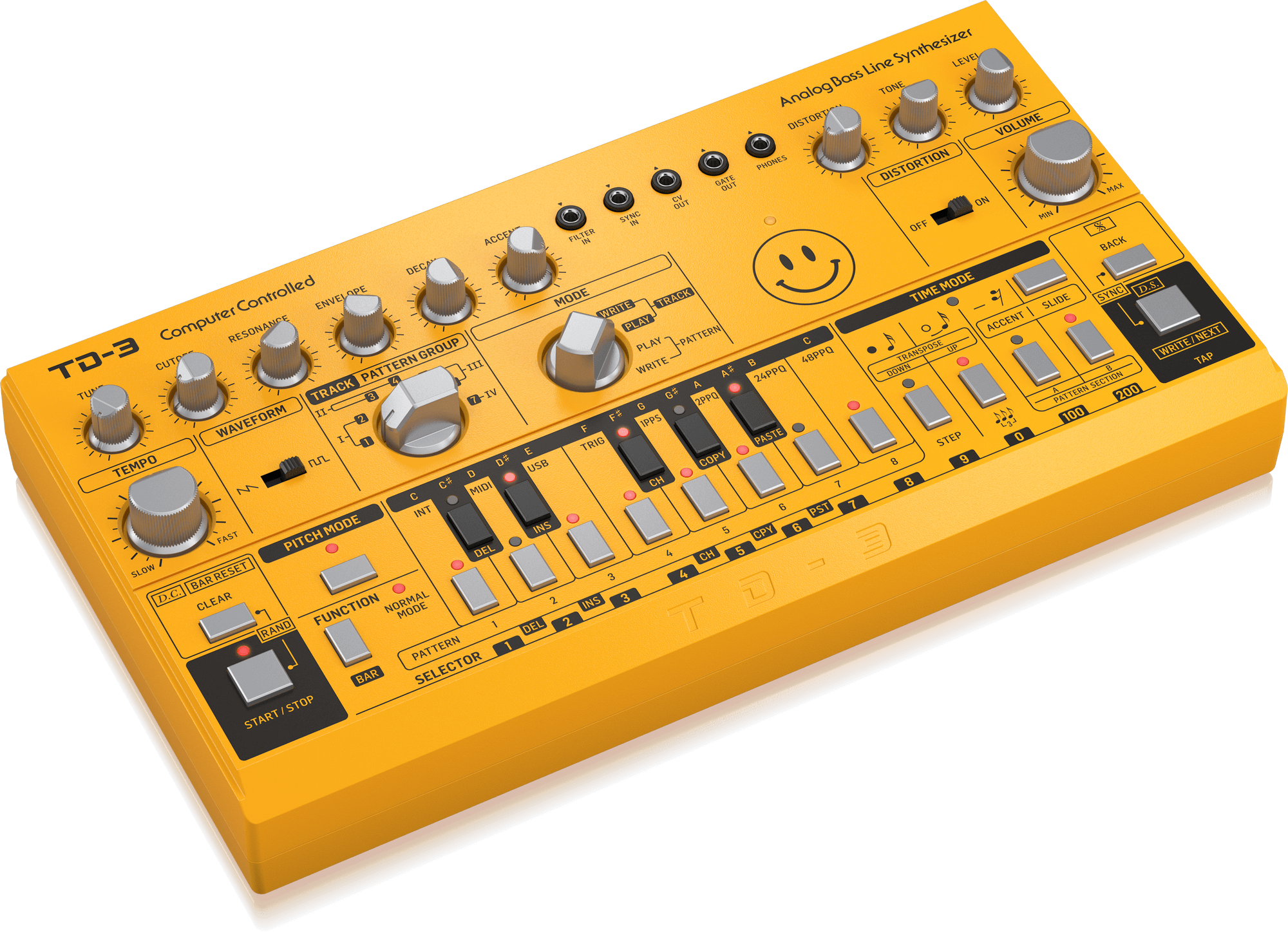 Behringer TD-3-AM Syntezator linii basowej żółty