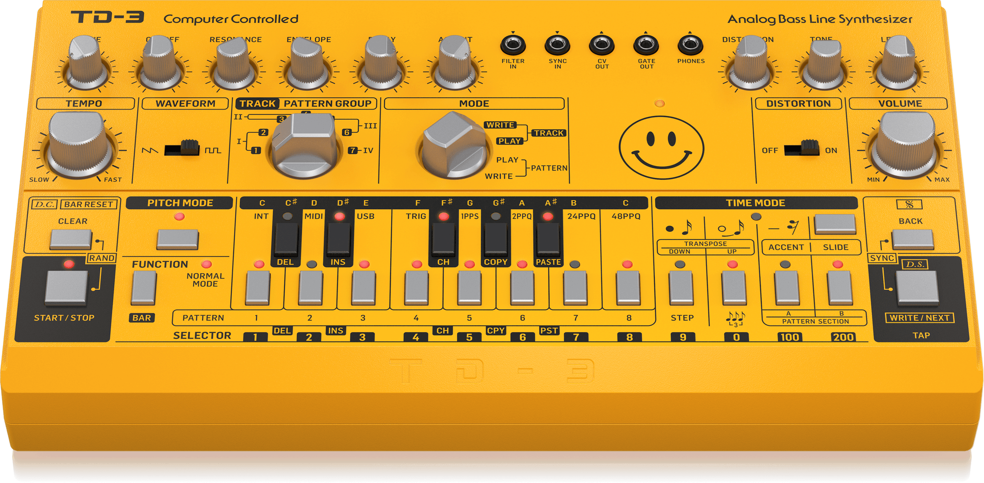 Behringer TD-3-AM Syntezator linii basowej żółty