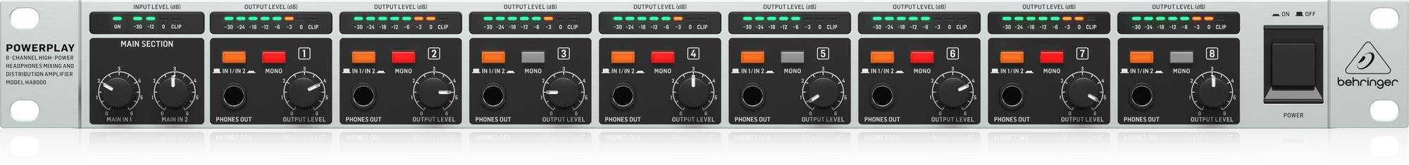 Behringer HA8000 V2 Wzmacniacz słuchawkowy 8-kanałowy