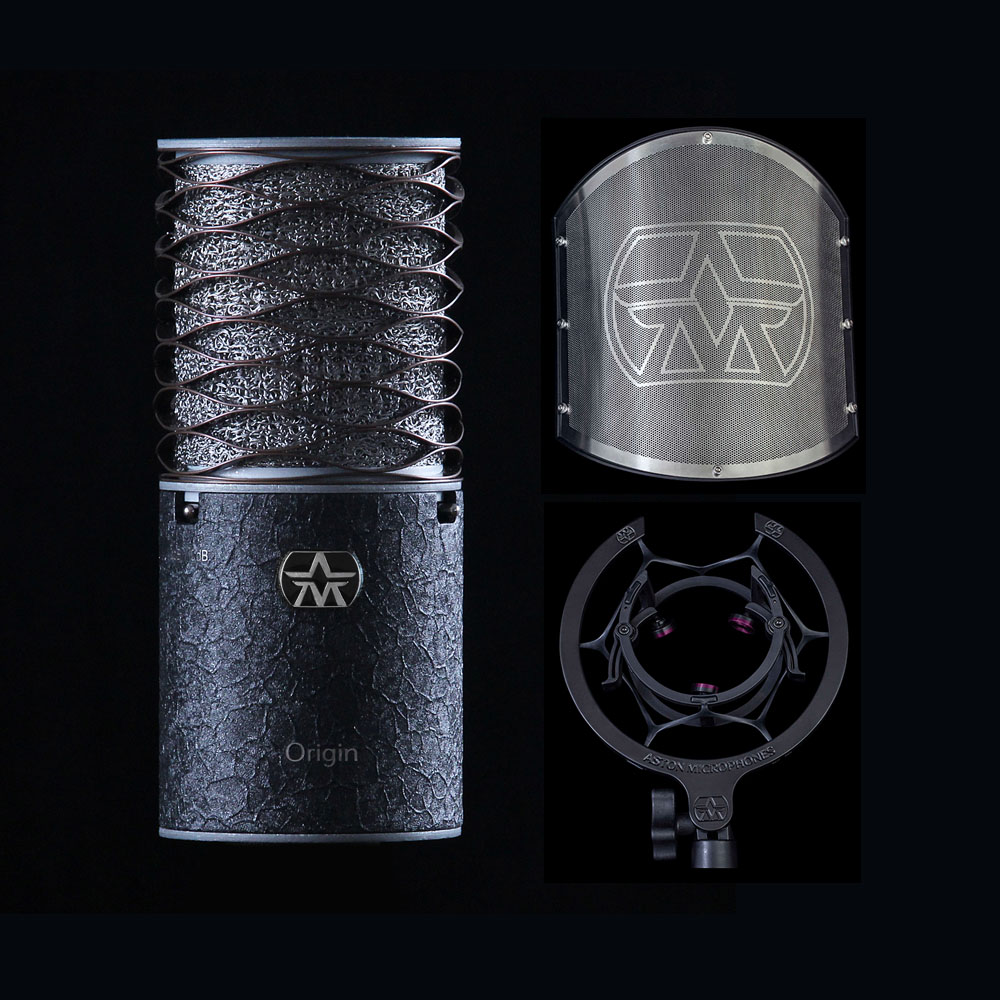Aston Microphones Origin Black Bundle Mikrofon pojemnościowy + uchwyt + pop filtr