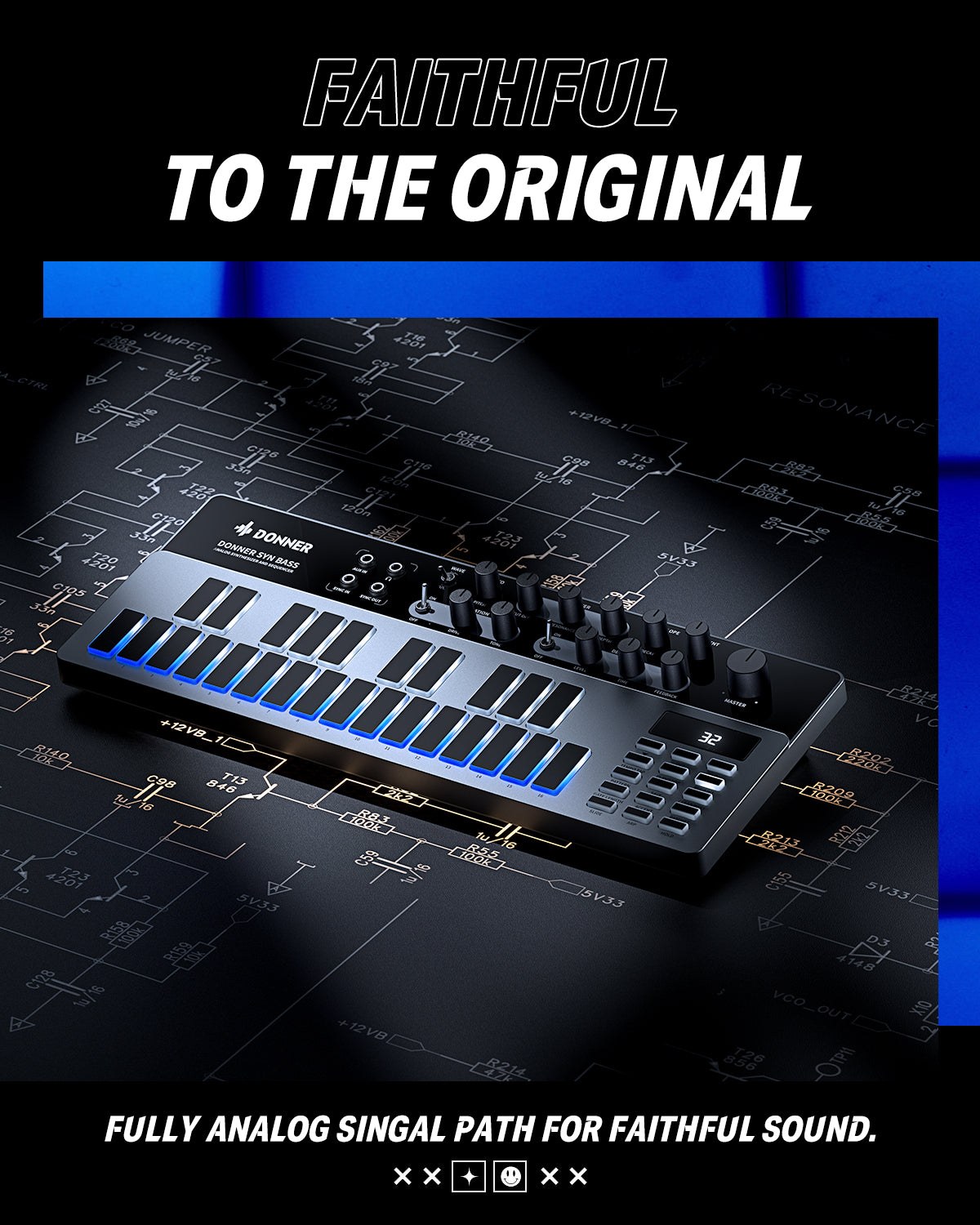 DONNER B1 - Analogowy syntezator basowy
