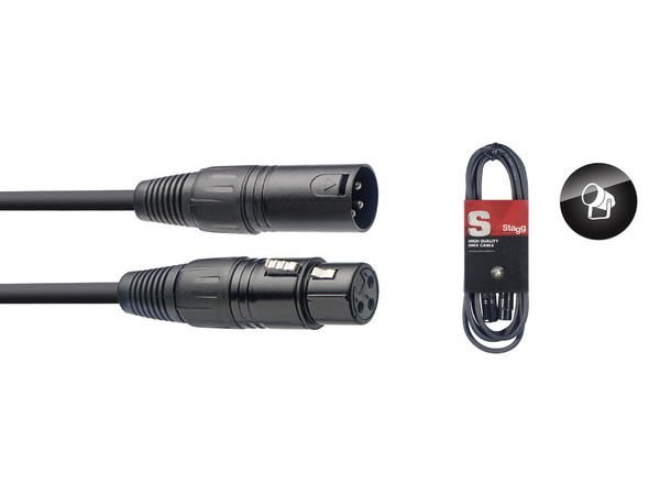 Stagg SDX5-3 - kabel DMX XLR 3-pin męski / żeński, 5 m, czarny