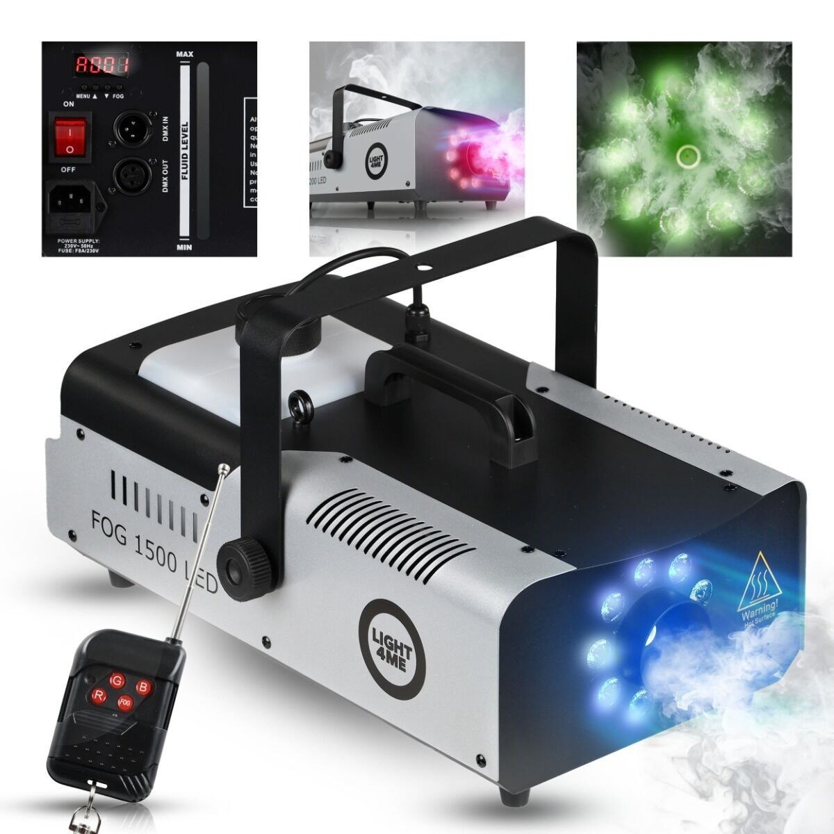 LIGHT4ME FOG 1500 LED wytwornica dymu mgły pilot