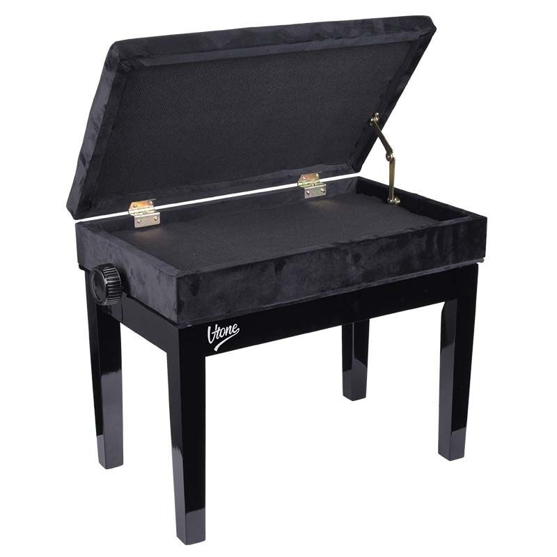 V-TONE ŁAWA 2 WL ława do pianina ze schowkiem WELUR BK