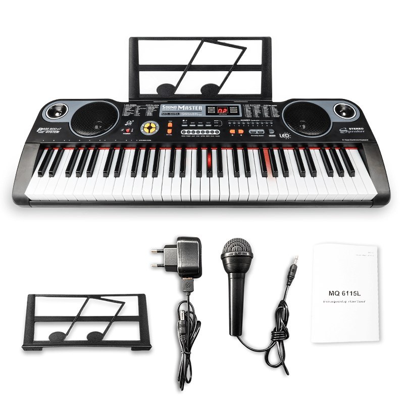 MQ 6115L KEYBOARD edukacyjny podświetlane klawisze organy dla dzieci do nauki gry mikrofon