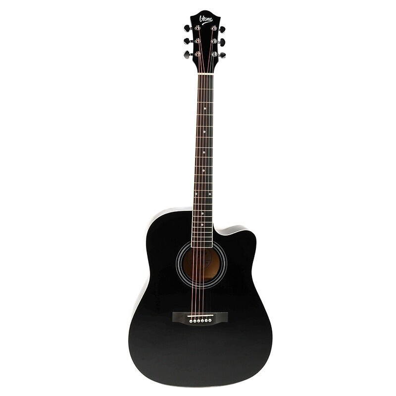 V-TONE AG TWO BK gitara akustyczna 4/4 czarna do nauki dla początkujących kostki pasek zapasowe struny pokrowiec akordy klucz regulacyjny zestaw