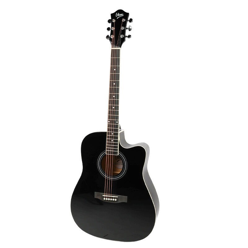 V-TONE AG TWO BK gitara akustyczna 4/4 czarna do nauki dla początkujących kostki pasek zapasowe struny pokrowiec akordy klucz regulacyjny zestaw