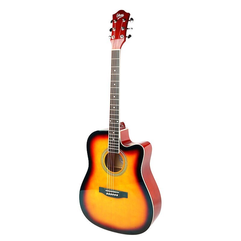 V-TONE AG TWO SB gitara akustyczna 4/4 sunburst do nauki dla początkujących kostki pasek zapasowe struny pokrowiec akordy klucz regulacyjny zestaw