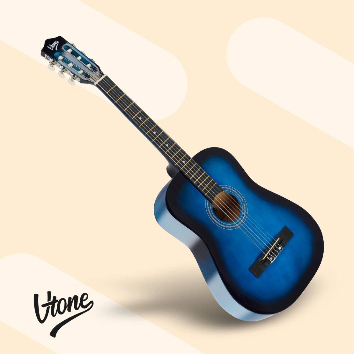 V-TONE CG ONE BB gitara klasyczna 4/4 blueburst do nauki dla początkujących kostki pasek zapasowe struny pokrowiec akordy zestaw