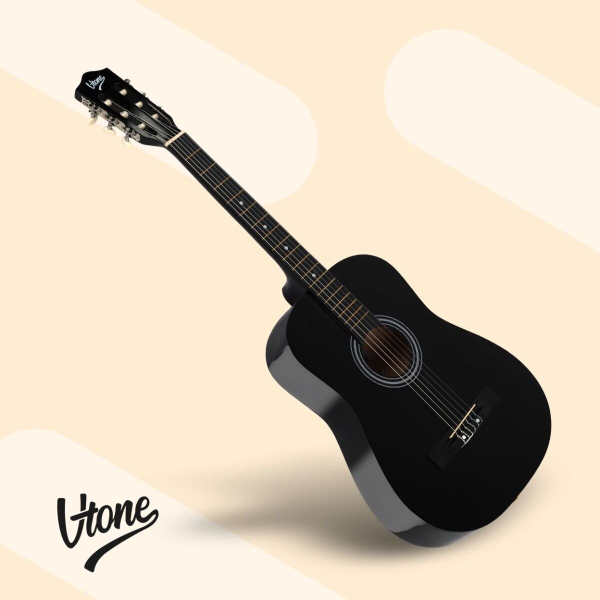 V-TONE CG ONE BK gitara klasyczna 4/4 czarna do nauki dla początkujących kostki pasek zapasowe struny pokrowiec akordy zestaw