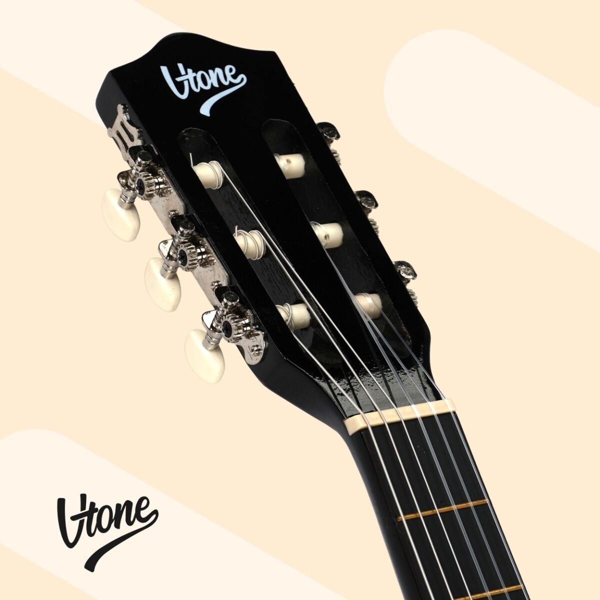 V-TONE CG ONE BK gitara klasyczna 4/4 czarna do nauki dla początkujących kostki pasek zapasowe struny pokrowiec akordy zestaw