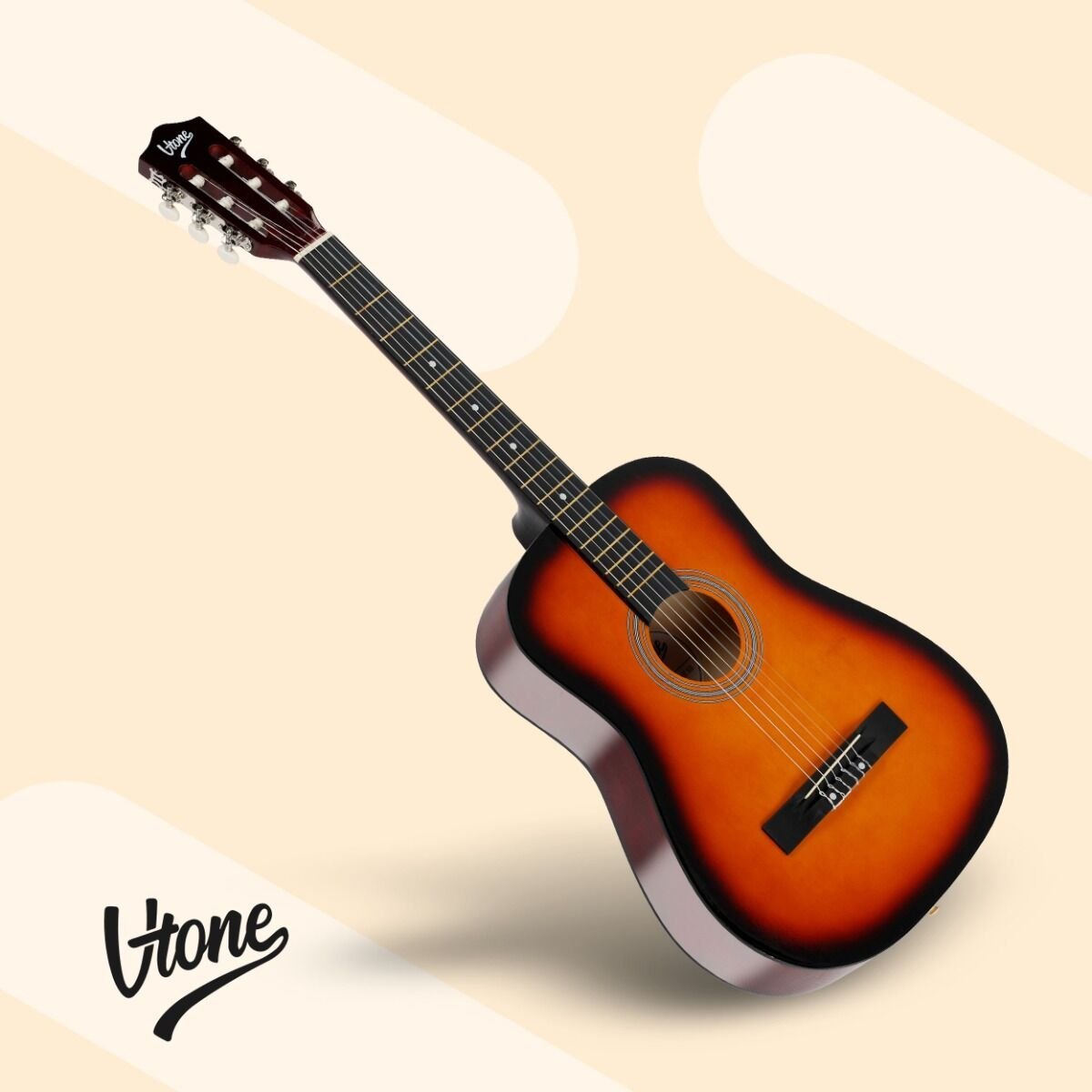 V-TONE CG ONE SB gitara klasyczna 4/4 sunburst do nauki dla początkujących kostki pasek zapasowe struny pokrowiec akordy zestaw